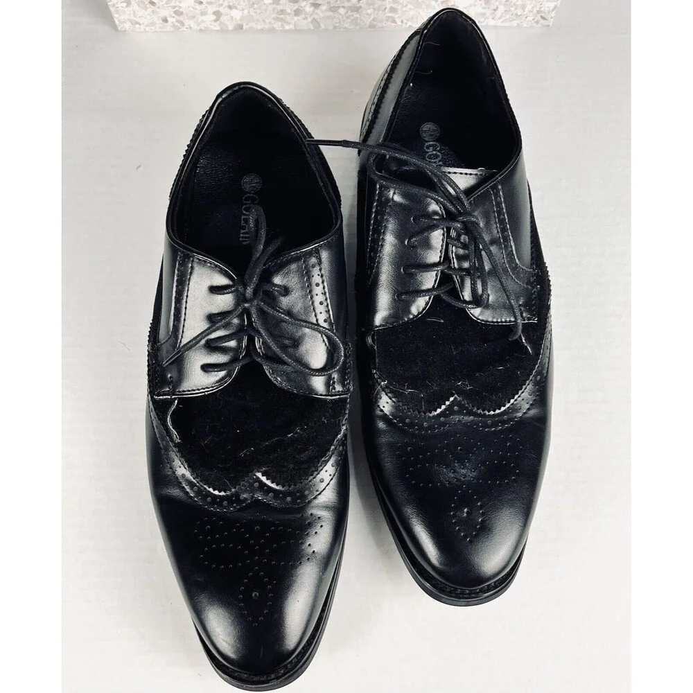 Golaiman Mens 11 Black Wingtip Brogue Oxford Dress Shoes G1406 Business Formal